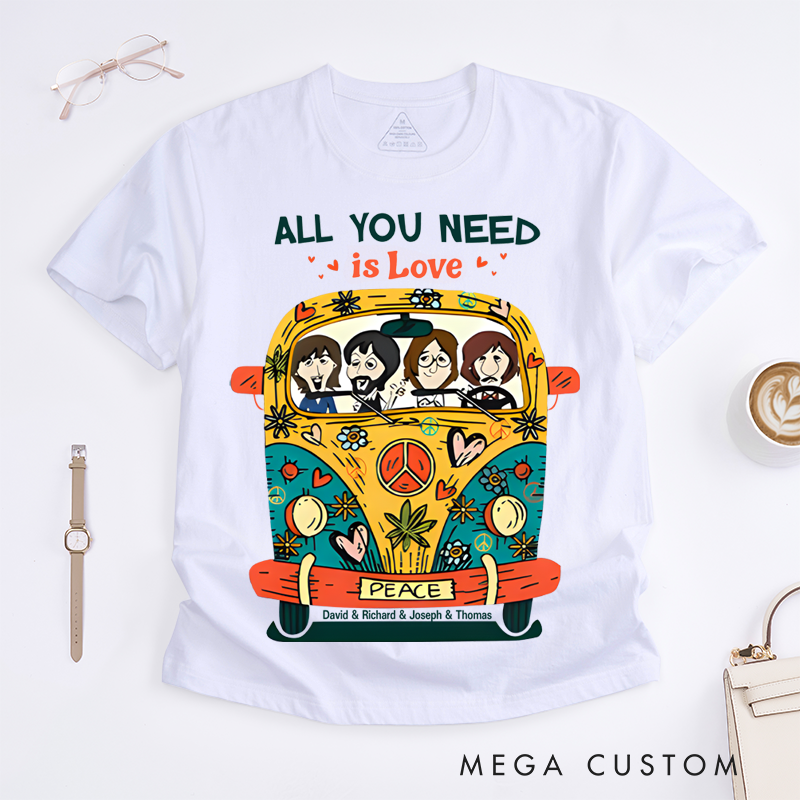 Personalized Classic T-Shirts Retro Hippie Graphic Tee Perfect for Classic Rock and Hippie Style Lovers and 60s Music Fans T-Shirt