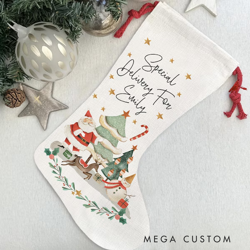 [Copy]Personalized Christmas Santa Stocking Christmas Nutcracker Ballerina Reindeer Stocking for Christmas Special Delivery Stocking