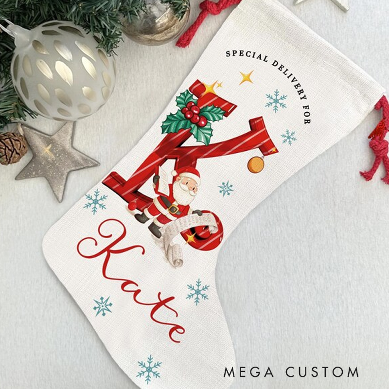 Personalized Christmas Santa Stocking Custom Christmas Stocking Special Delivery Kids Stocking for Christmas Personalized Christmas Family Stocking