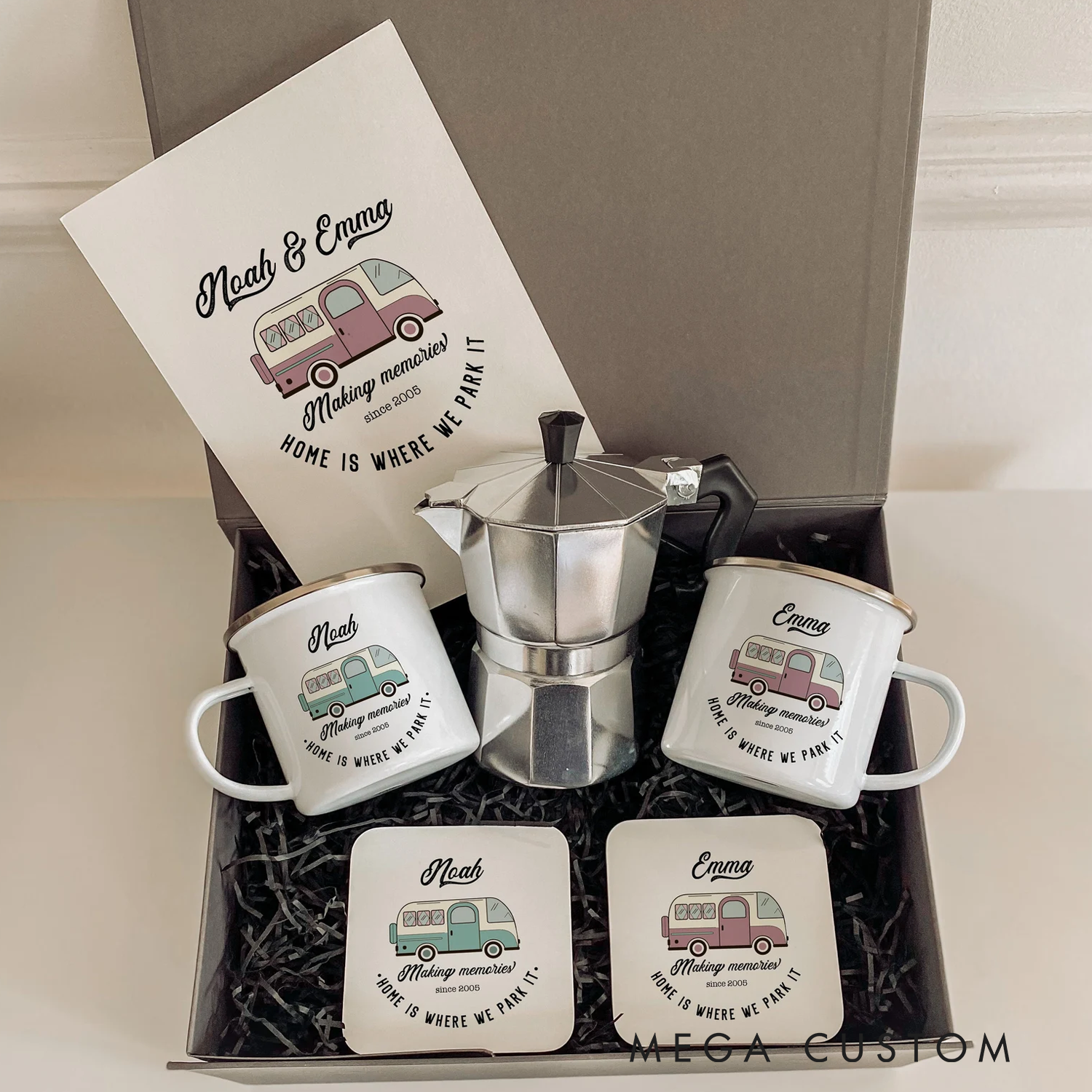 Personalised Camper Van Coaster Custom Camping Coaster Gift for Outdoor Travel Lover