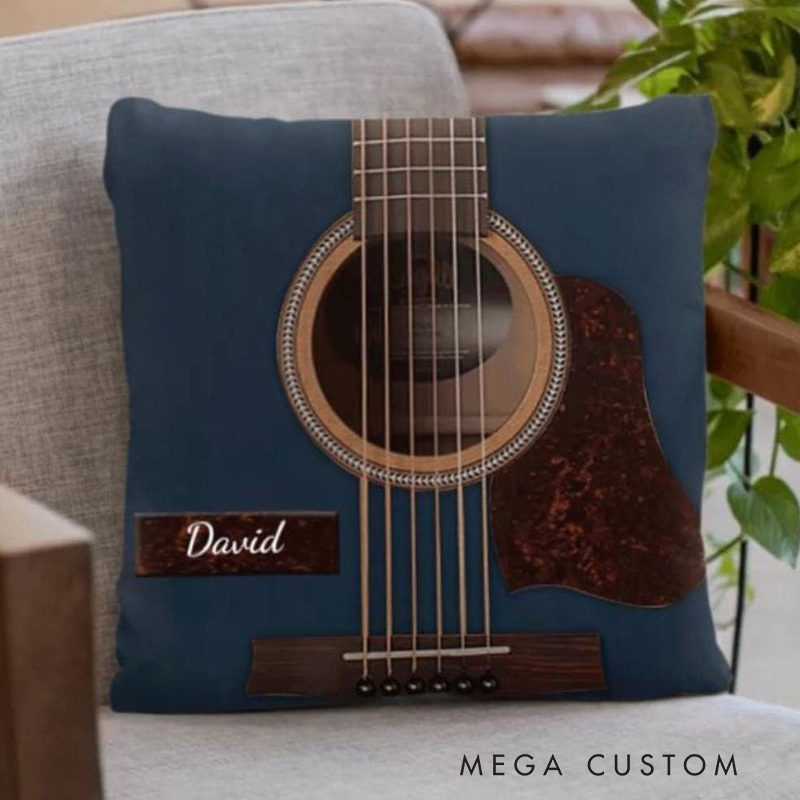 Personalized Name Custom Acoustic Electric Guitar Pillow Best Gift for Guitarist