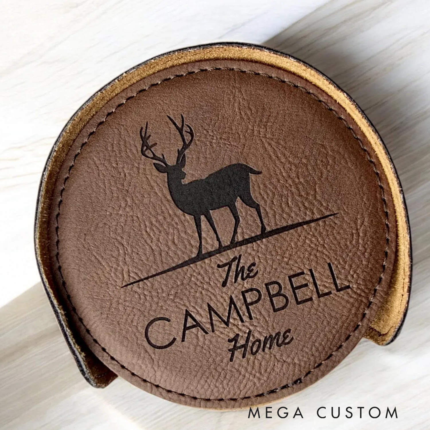 Personalized Deer Coaster Set Customized Home Decor Custom Engraved Coasters Coasters Family Name Coasters