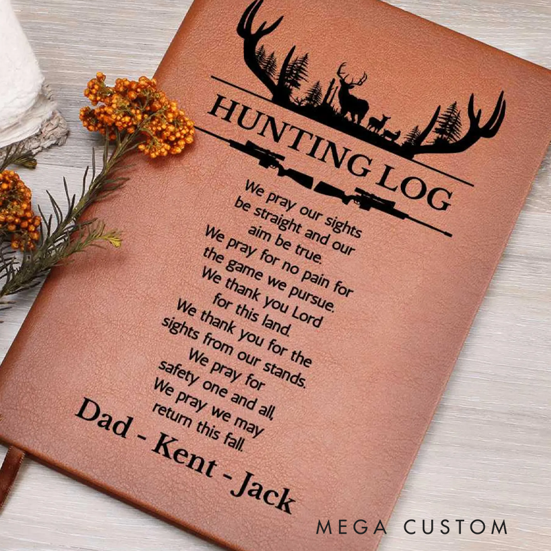 Personalized Hunting Log Book with Hunting Prayer Custom Hunting Journal Gift for Hunter Dad Sons