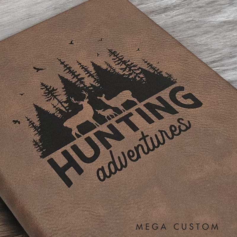 Personalized Shed Hunting Journal Engraved Leatherette Journal for Shed Hunting Notes Custom Journal for Hunters Antler Log Gift for Him