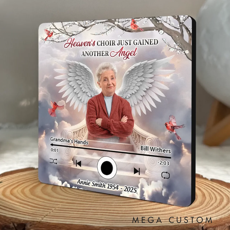 Personalized Photo Heaven's Choir Just Gained Another Angel Memorial Custom Music Fridge Magnet That Can Play Songs Sympathy Gift for Family Members