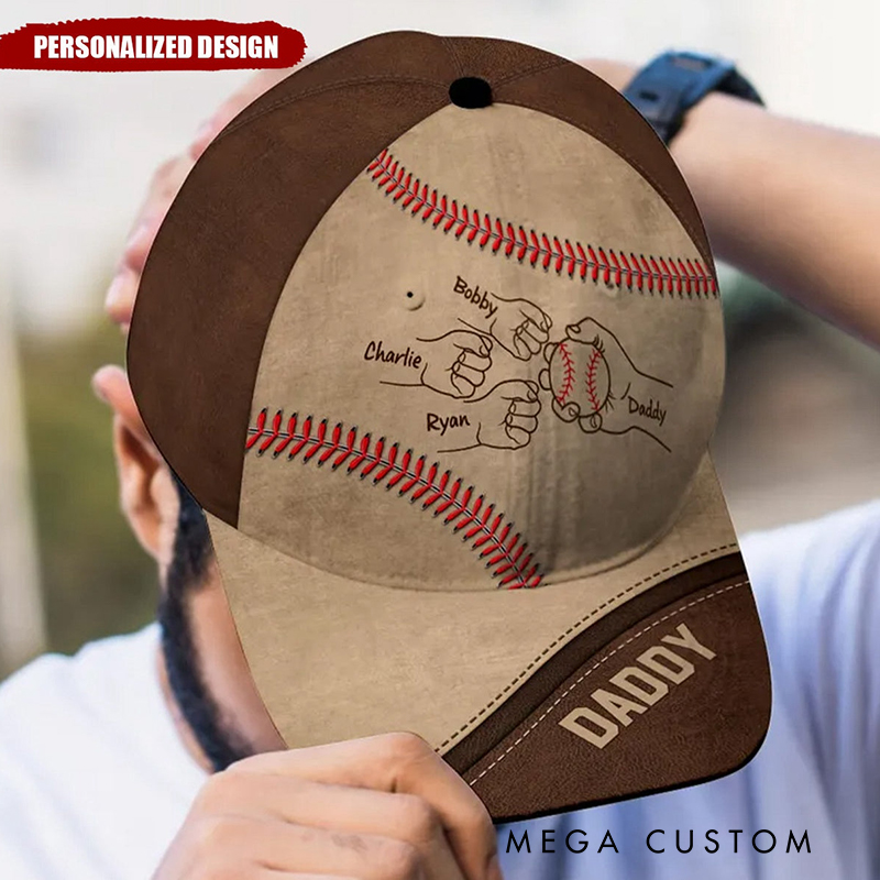 Personalized Family Baseball Cap with Custom Names and Handprint Design  