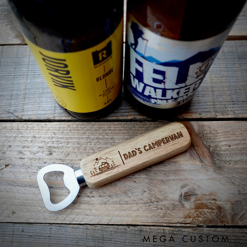 Personalised Campervan Bottle Opener Wooden Stainless Steel Bottle Opener Camper Van Bottle Opener Camper Gift