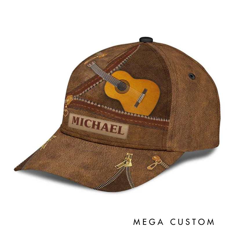 Personalized Name 3D Print Baseball Cap With Adjustable Snap for Music Lover Perfect Music Lovers Guitar Lovers Custom Gift Hat