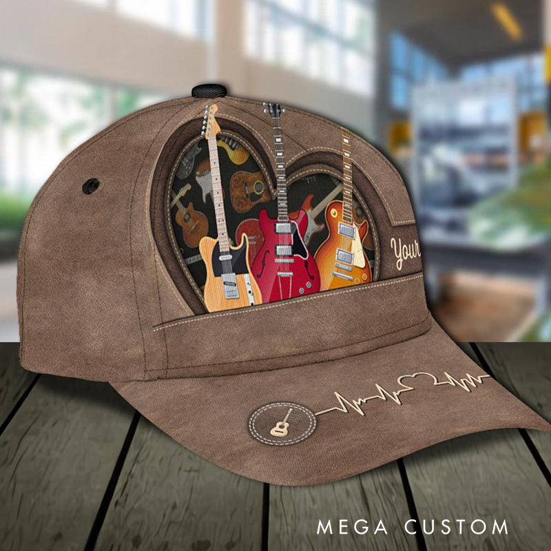 Personalized Name 3D Print Baseball Cap With Adjustable Snap for Music Lover Perfect Music Lovers Guitar Lovers Custom Gift Hat