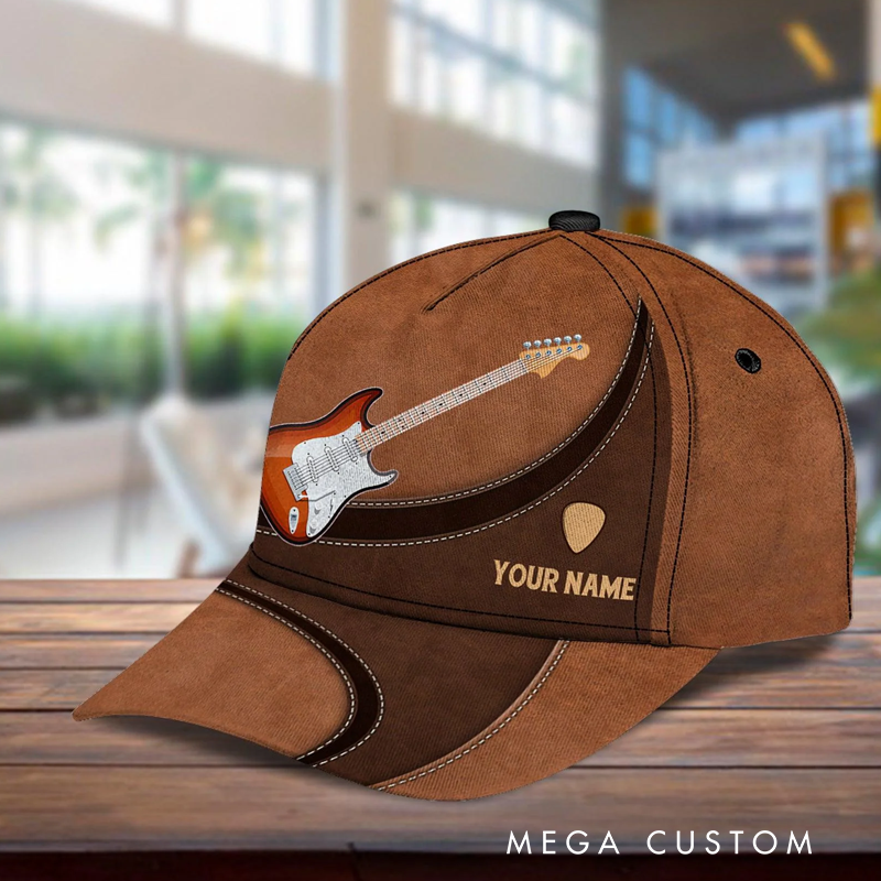 Personalized Name 3D Print Baseball Cap With Adjustable Snap for Music Lover Perfect Music Lovers Guitar Lovers Custom Gift Hat