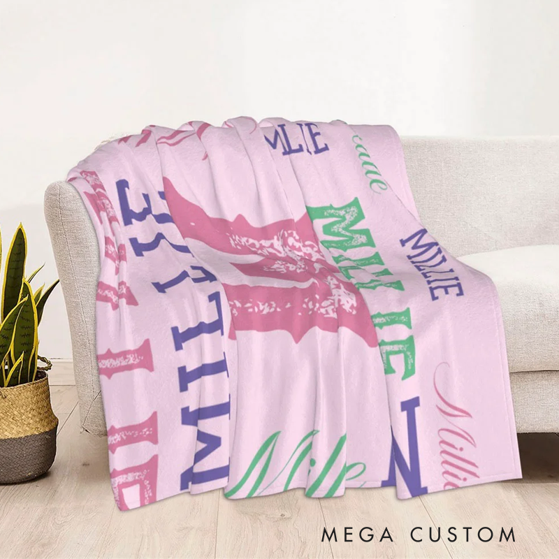 Personalized High-Quality Super Soft Flannel or Sherpa Blanket with Initial Name Gift for Kid Friend