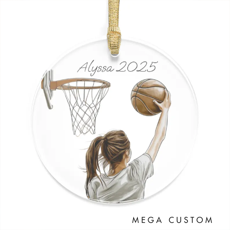 Personalized Basketball Girl Christmas Ornament Custom Name and Year Decoration