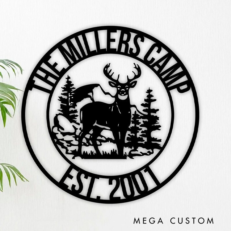 Personalized Deer Camp Metal Sign Home Antler Decor Custom Outdoor Decor Camping Hunter Gift