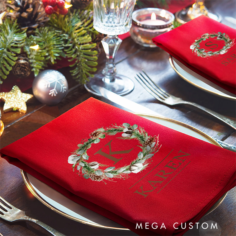 Personalized Table Napkin with Initial and Name Baking Tea Dish Towel Table Decor Christmas Gift for Baker Family Friend Baking Lover Gift