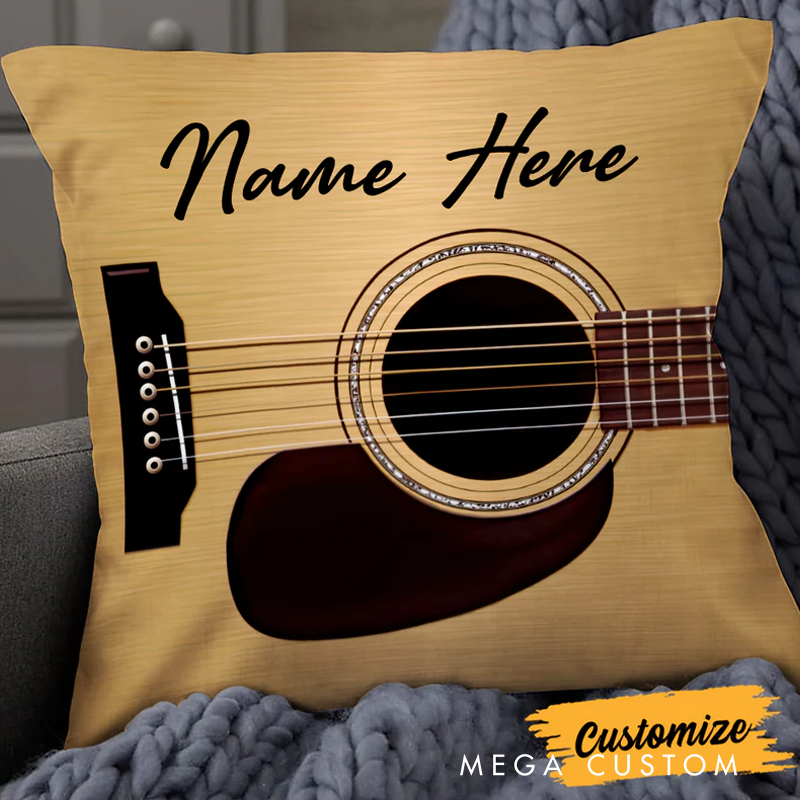Personalized Name Custom Acoustic Electric Guitar Pillow Best Gift for Guitarist