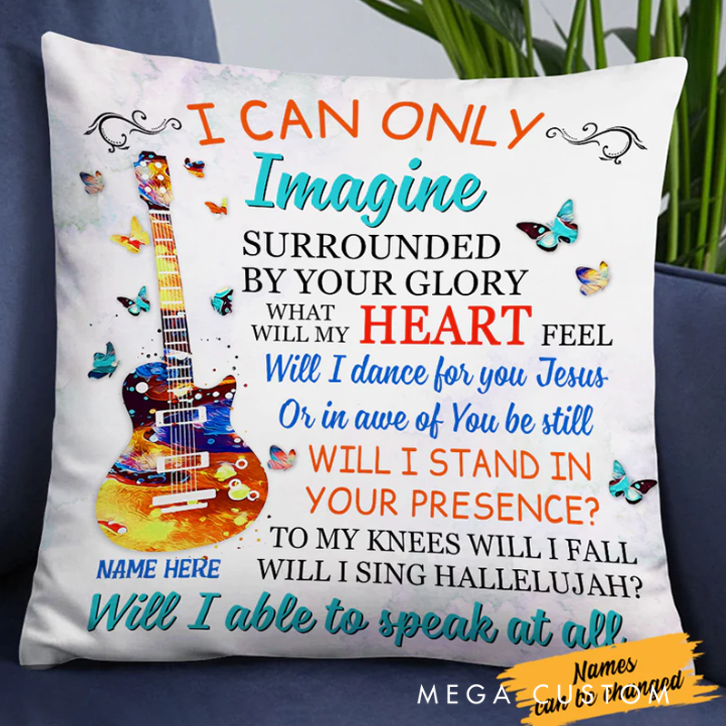 Personalized Name Guitar Pillow I Can Only Imagine Surrounded by Your Glory Pillow for Music Lover Guitar Lovers Custom Gift
