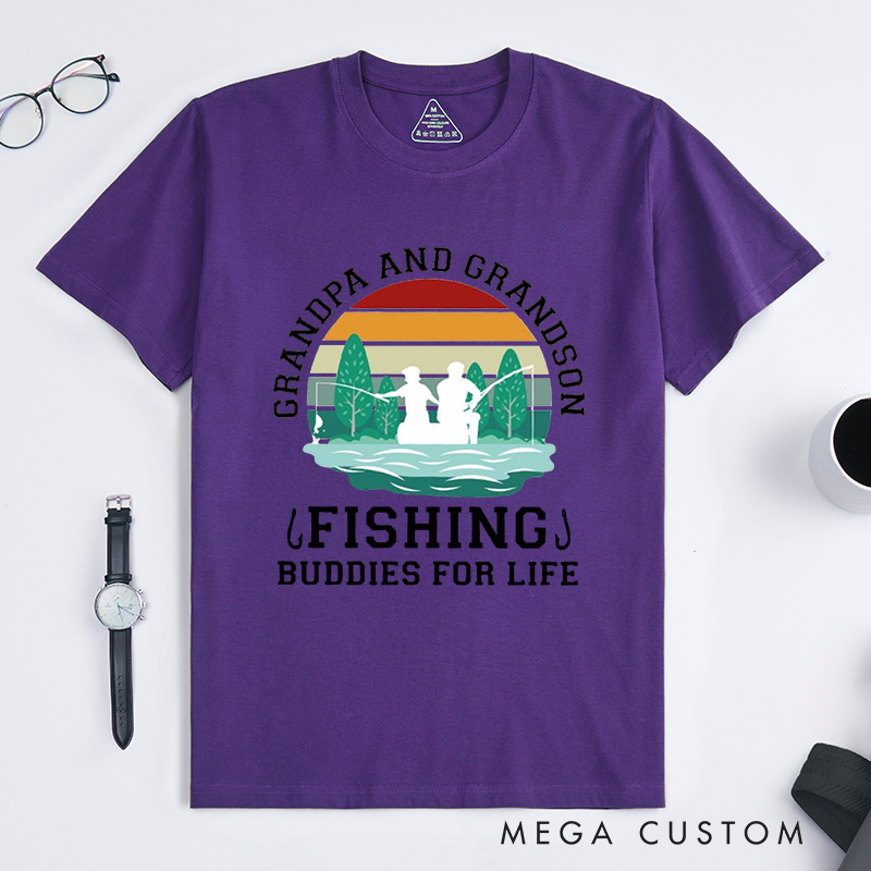 Funny Fishing T-Shirt Fishing Gifts Buddies for Life Design Comfortable Cotton T-Shirt Perfect Gift for Fishing Enthusiasts and Family Bonding