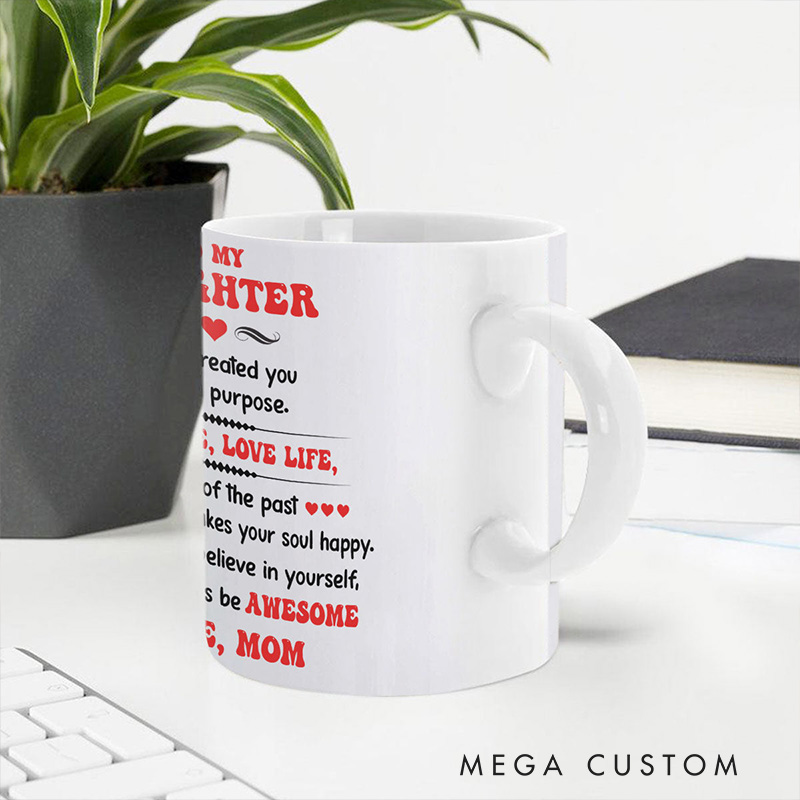 Personalized to My Daughter God Created You 11oz 15oz Ceramic Mug with Name Snowman Alphabet Coffee Mug Religious Christian Gift for Daughter From Mom