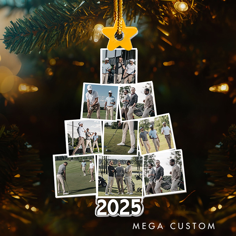 Personalized Golf Themed Holiday Ornament Featuring Custom Photos  