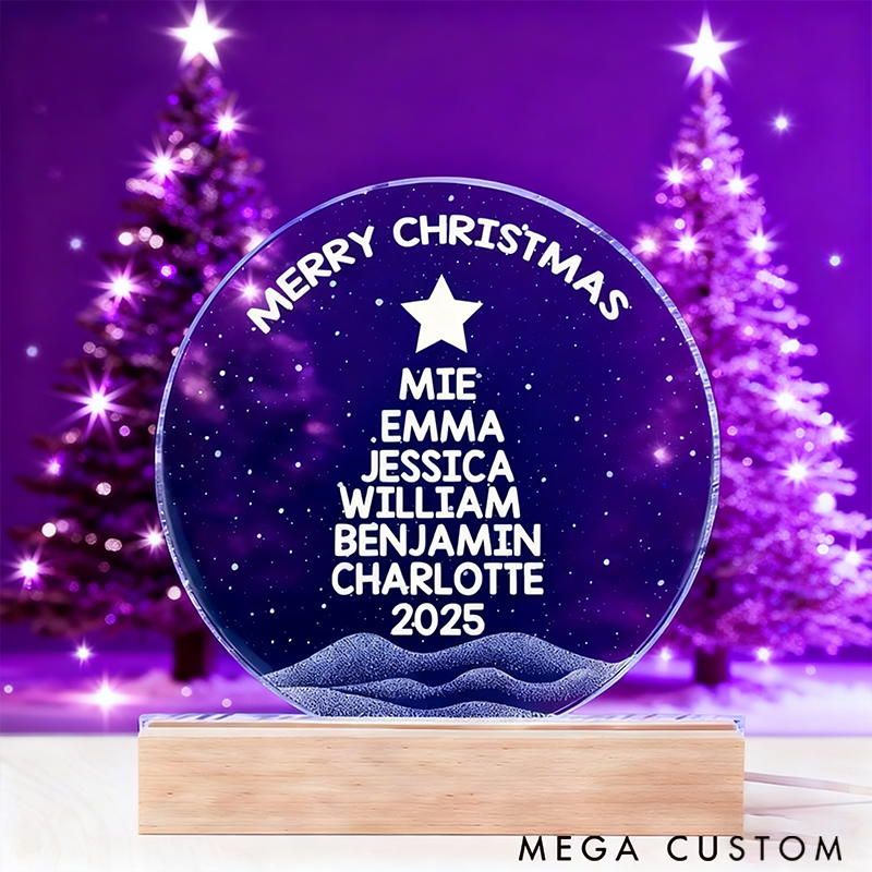 Personalized Christmas Acrylic  Night Light Family Reunion Theme Surname Christmas Tree