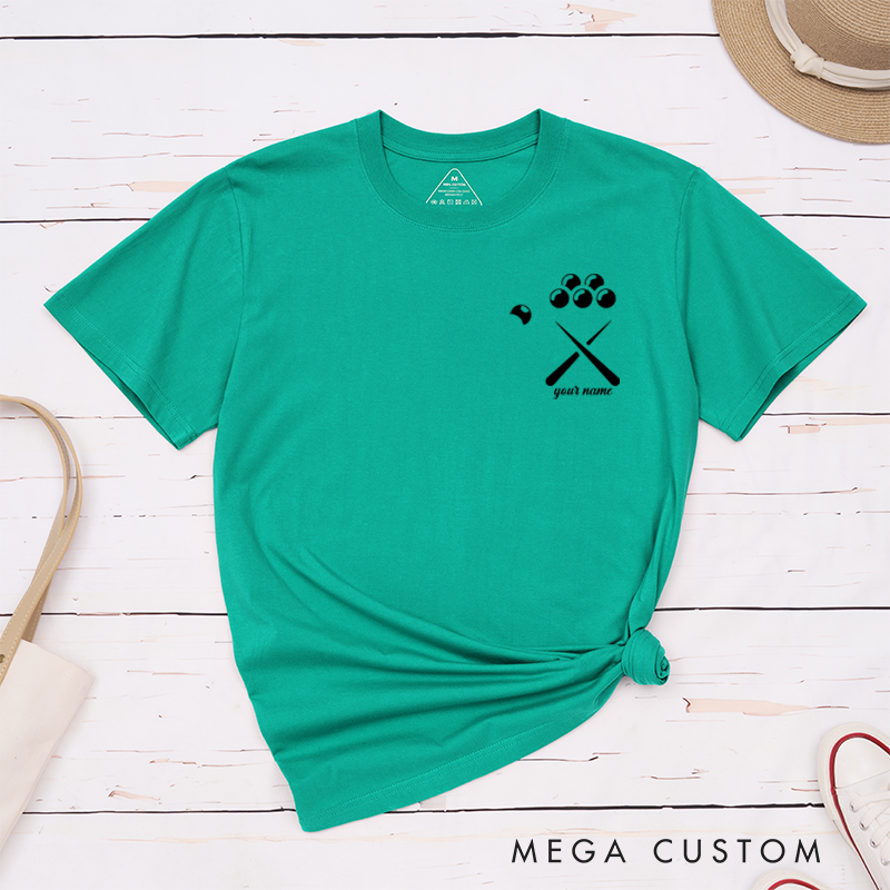 Personalized Billiards, Pool, and Snooker T-Shirts Featuring a Unique Design with Your Name