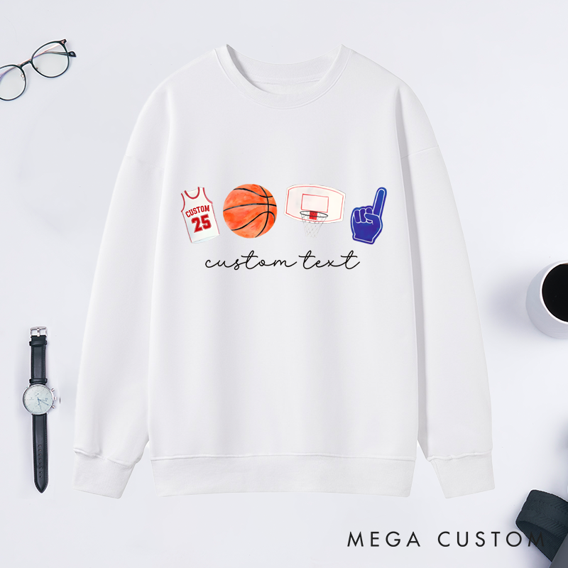 Personalized Basketball Sweatshirt Custom Jersey Number Custom Text Shirt