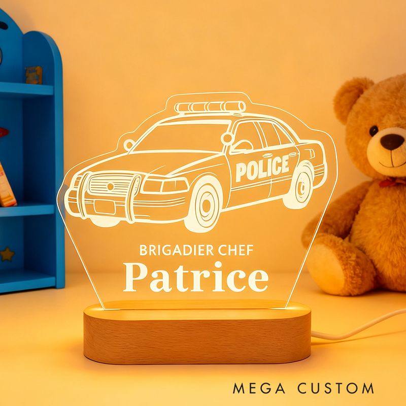 Personalized Police Car LED Night Light Laser Engraved Acrylic LED for Police Gift