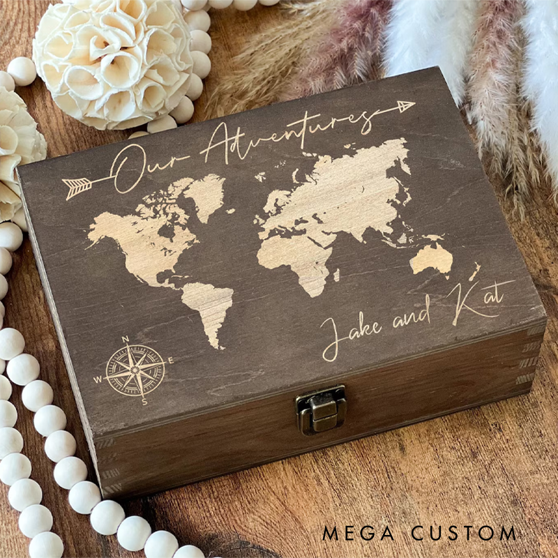 Personalized Wooden Keepsake Box Engraved Outdoor Adventures Memory Box Wood Memory Box Gift for Outdoor Lover