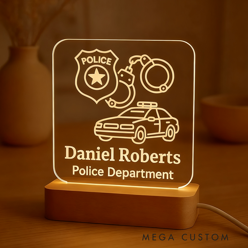 Personalized Police Officer LED Night Light Laser Engraved Acrylic LED for Police Gift