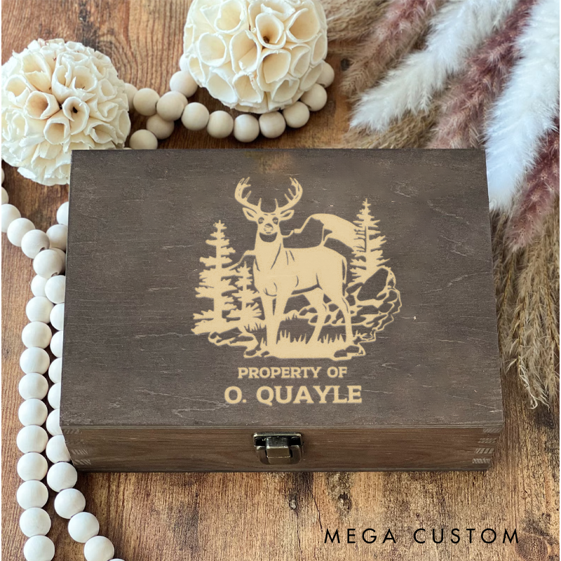 Personalized Hunter Wooden Keepsake Box Engraved Wooden Memory Box Gift for Hunting Lover Husband Boyfriend