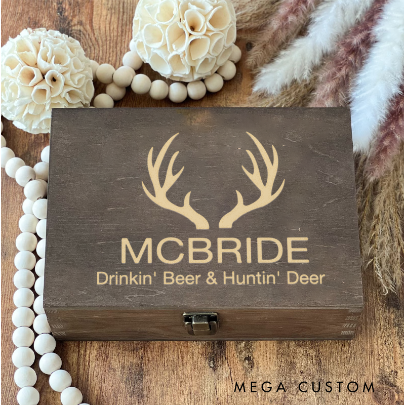 Personalized Hunter Collection Box Engraved Wooden Memory Box Keepsake Box Hunting Gift for Husband Boyfriend