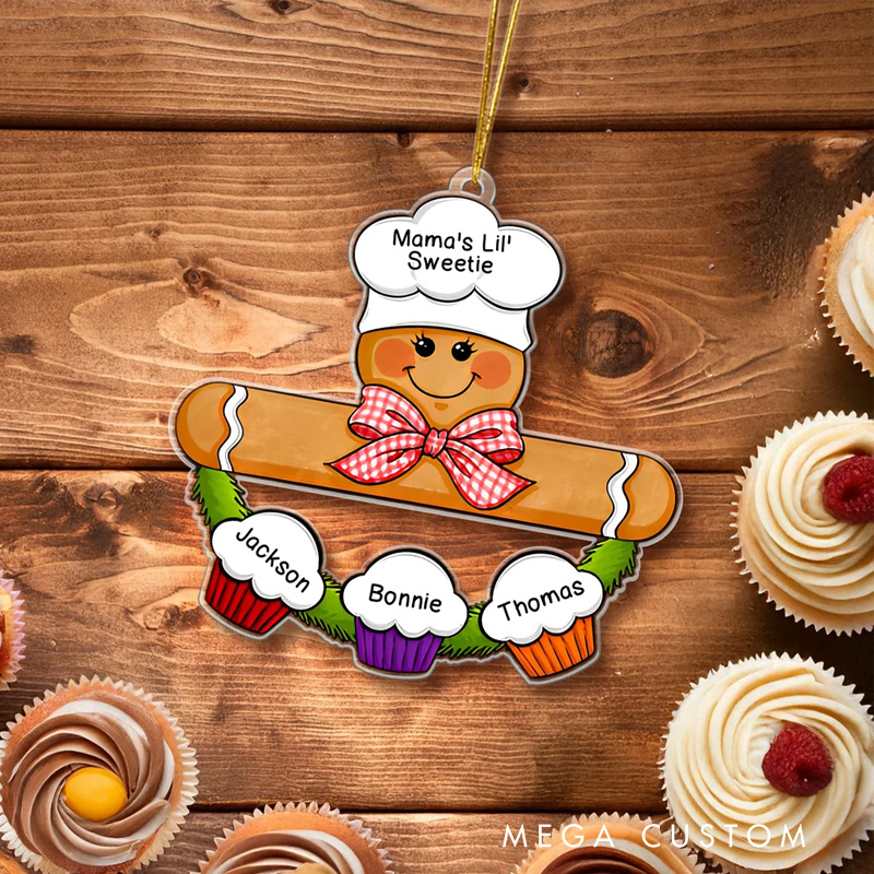 Personalized Cake Gingerbread Baker Acrylic Ornament with Title and Name Christmas Tree Home Decor Anniversary Gift for Mom Grandma