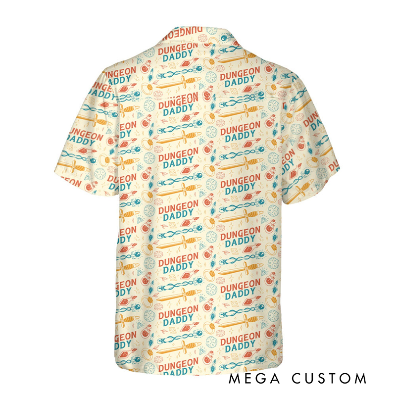 Personalized Dungeon Daddy Hawaiian Shirt Custom Dnd Dice Hawaiian Shirt Dnd Funny Gift for Geek Nerd Game Lover