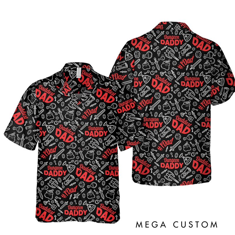 Personalized Dungeon Daddy Dnd Hawaiian Shirt Funny Rpg Dad Gift Custom Funny Gift for Geek Nerd