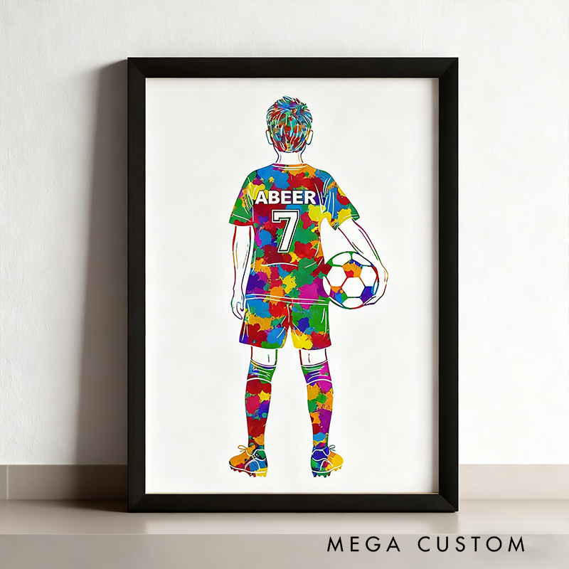 Personalized Soccer Player Wall Hangings Custom Name and Jersey Number Decor