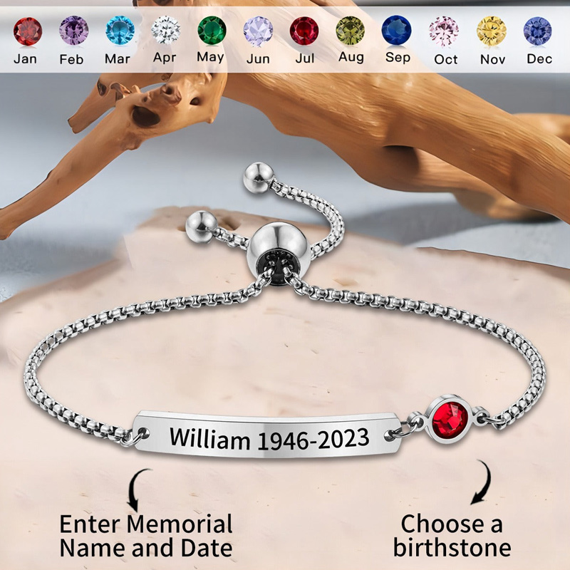 Personalised Birthstone Bracelet Memorial Bracelet for Loss of Loved One Sympathy Gift