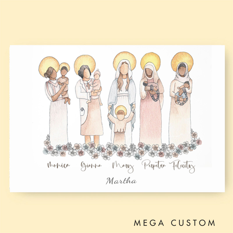 Personalized Mom Saints Frameless Poster with Name Wall Decor Home Decor Religious Gift Catholic Gift