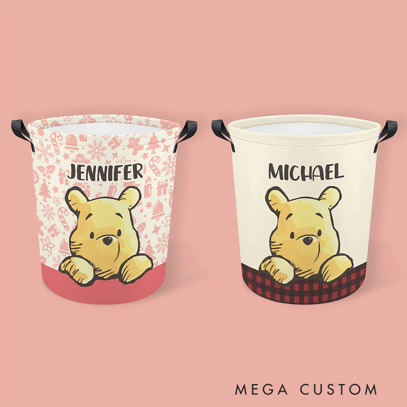 Personalized Cartoon Bear Collapsible Storage Basket for Laundry Toys Organizer Cartoon Lover Gift for Kids