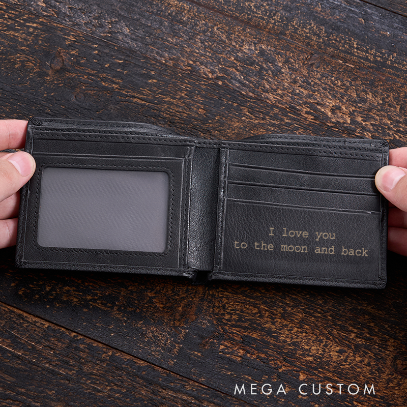 Personalized Leather Wallet Engraved Genuine Leather Wallet For Him Mens Wallet Anniversary Gift For Him Birthday Gift For Boyfriend Husband Groomsmen