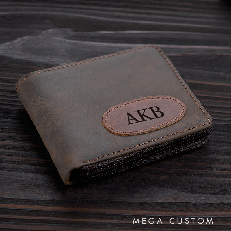Personalized Leather Wallet Engraved Crazy Horse Wallet Custom Wallet for Him Birthday Gift for Him Anniversary Gift for Men Boyfriend Gift Dad Gift Husband Gift