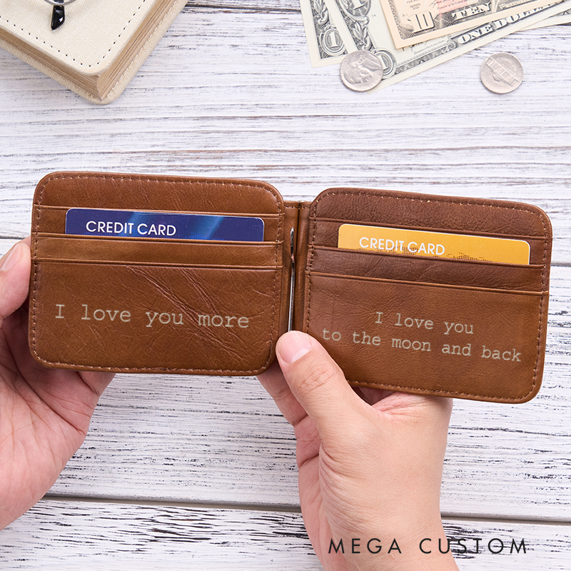 Personalized Leather Wallet Leather Card holder Engraved Mens Wallet Minimalist Wallet Slim Wallet ID Holder Anniversary Gift For Him Birthday Gifts for Boyfriend Dad Husband