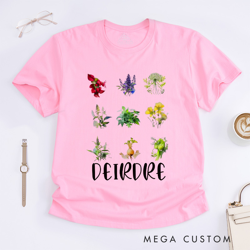 Personalized Women's Reproductive Health Herbs Classic T-Shirts Plant Lover Tee Shirt Gardening Shirt for Gardener Gift Gardening Lover Gift