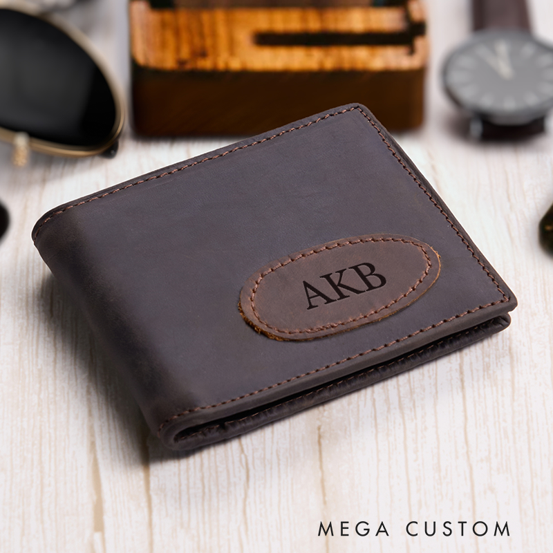 Personalized Leather Wallet Engraved Crazy Horse Wallet Custom Men's Wallet Birthday Gift for Him Groomsman Gift Boyfriend Gift Dad Gift Husband Gift