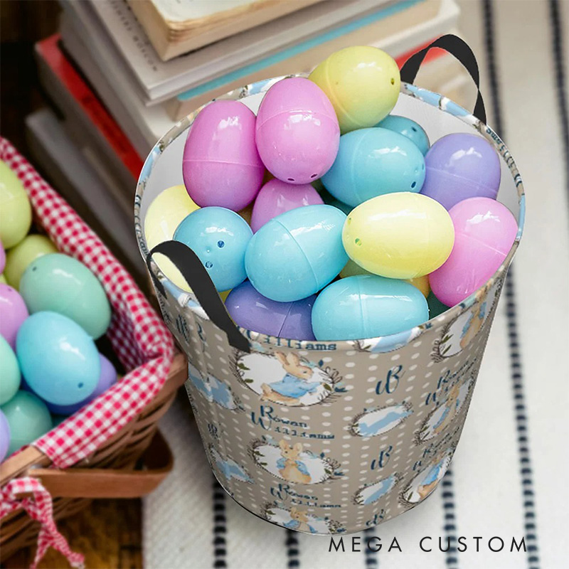 Personalized Cartoon Rabbit Dot Collapsible Storage Basket for Laundry Toys Organizer Cartoon Lover Gift for Kids