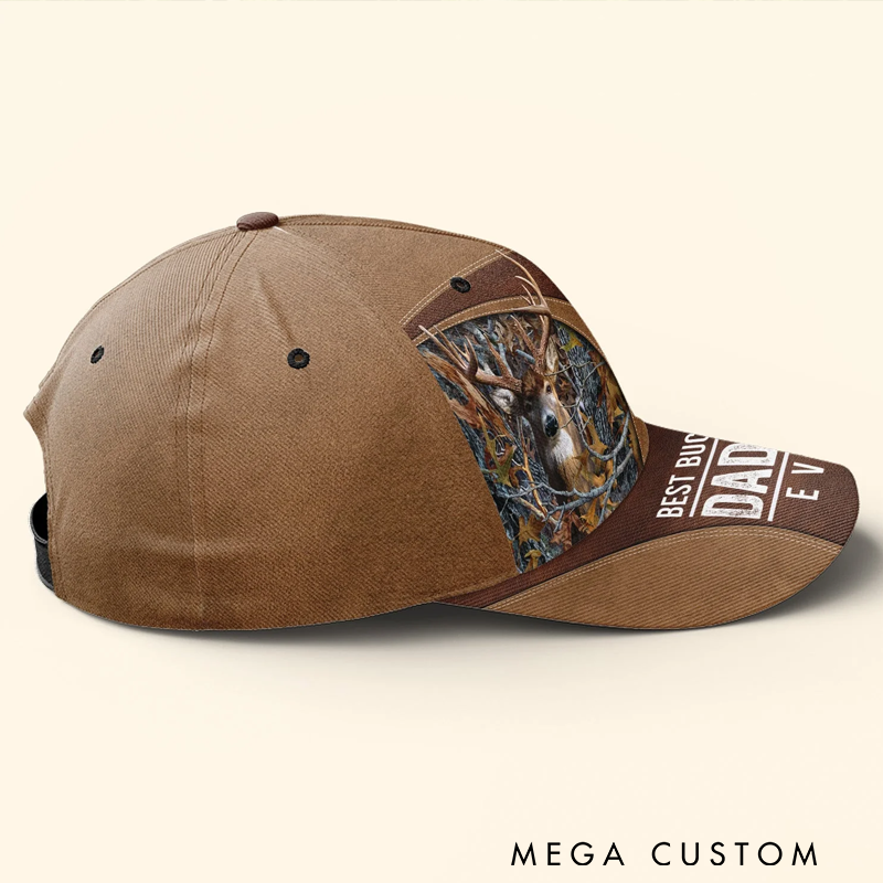 Personalized 3D Hunting Cap Best Buckin'Dad Ever Custom Papa Grandpa Father Outdoor Hunting Enthusiasts Hat Gift for Hunting Lover