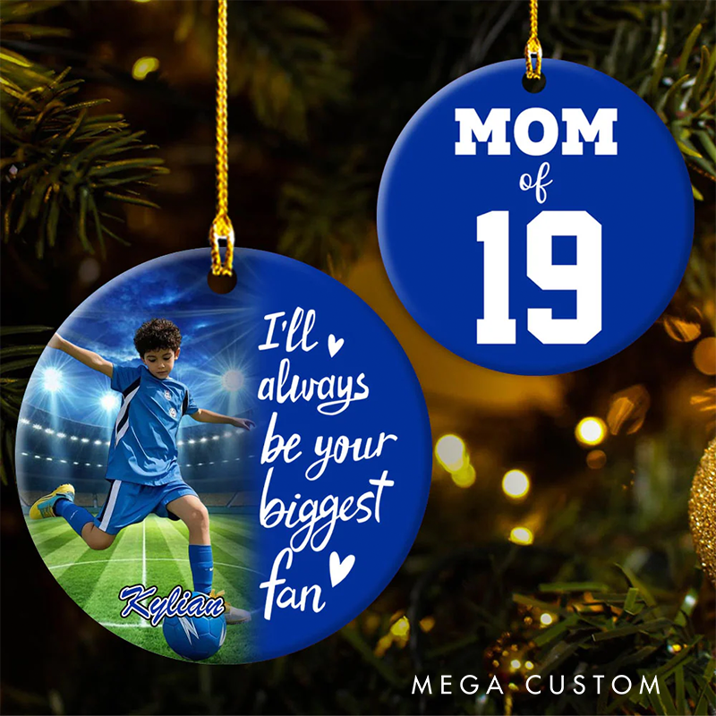 Personalized Soccer Photo Ornament with Custom Name and Number – Perfect Christmas Gift for Soccer Players