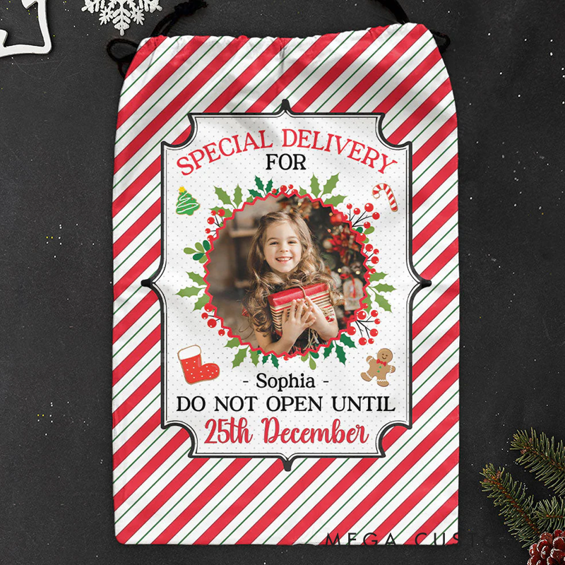 Personalized Santa Bag Christmas Gifts for Kid Photo Christmas Sack