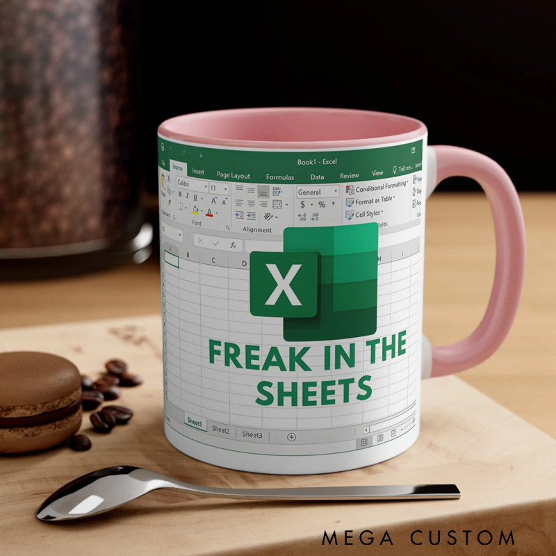 Personalized Freak in the Sheets Excel Mug Funny Coder Coffee Cup Gift Gift for Computer Geek Nerd Lovers
