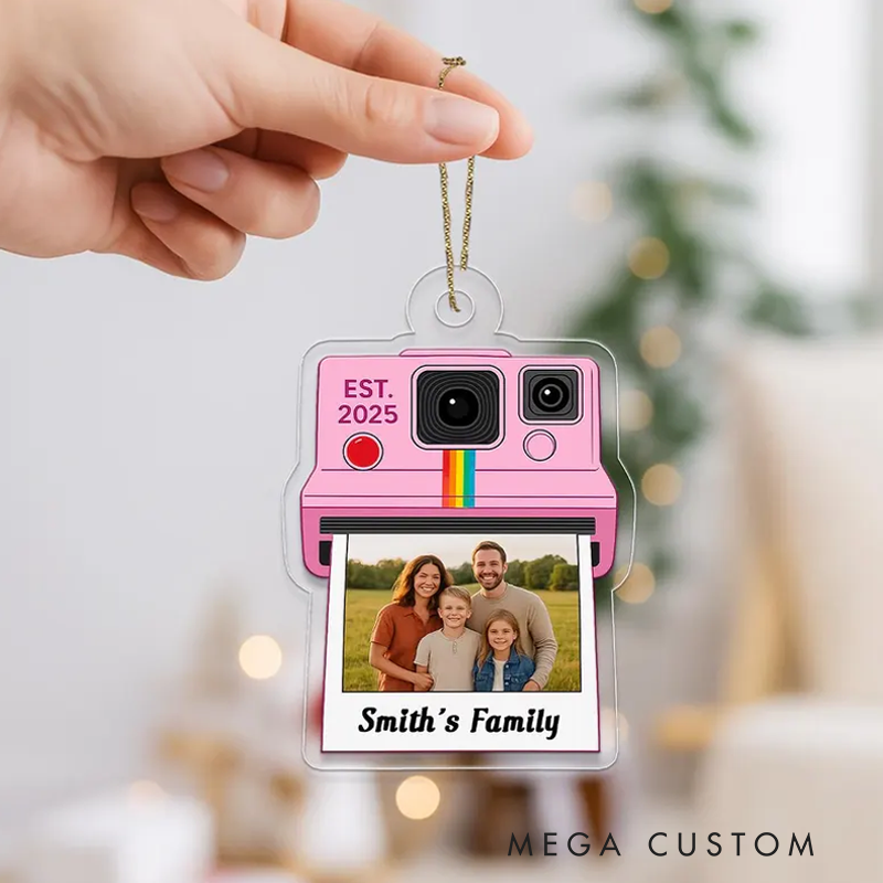 Personalized Camera Photo Ornament 2025 Custom Family Picture Ornament Polaroid Style Christmas Tree Decoration Gift for Families
