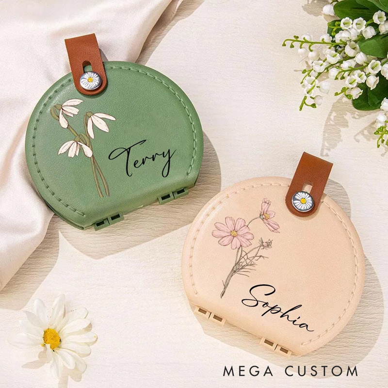 Personalized Birth Flower Portable Sewing Kit Set Storage Box with Name Birthday Gift for Tailor Lover